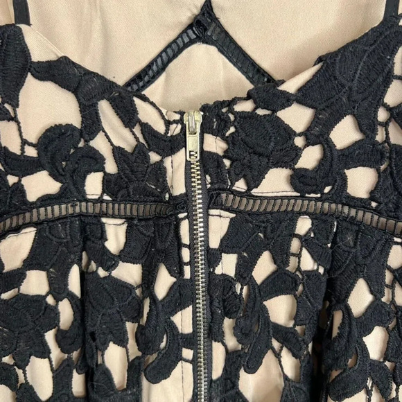 Windsor Spaghetti Strap Black Lace over Nude Mini Cocktail Dance Dress Sz SM - Picture 4 of 10